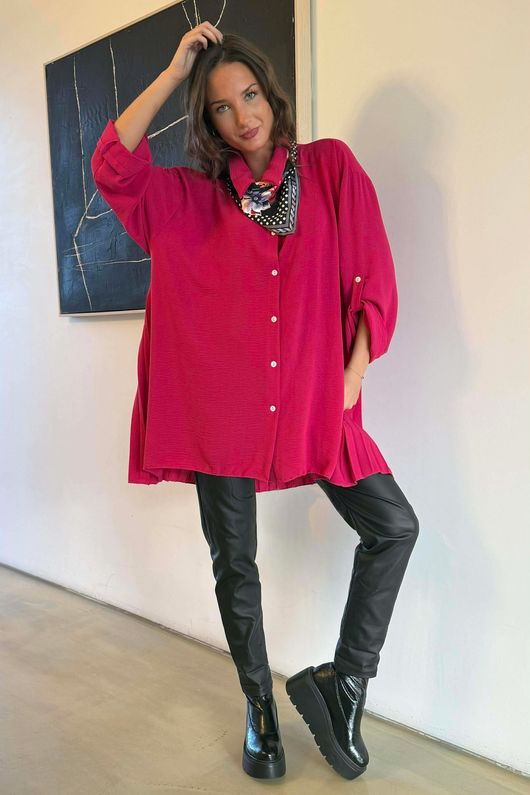 Suki Pleat Back Blouse Hot Pink /6=